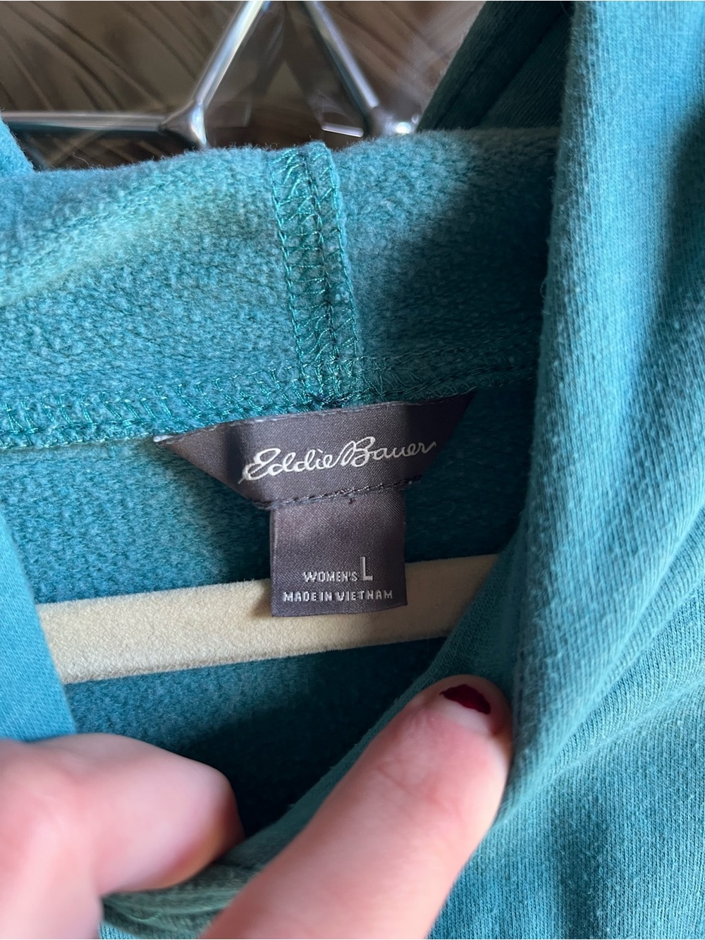 Eddie Bauer Teal Pullover Hoodie Womens Size Large - Picture 3 of 7